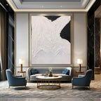 “Black and White Textured Abstract Forms” - Subtle Abstract Painting On Canvas DS405