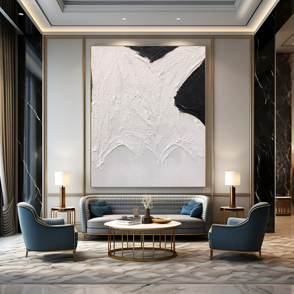 “Black and White Textured Abstract Forms” - Subtle Abstract Painting On Canvas DS405