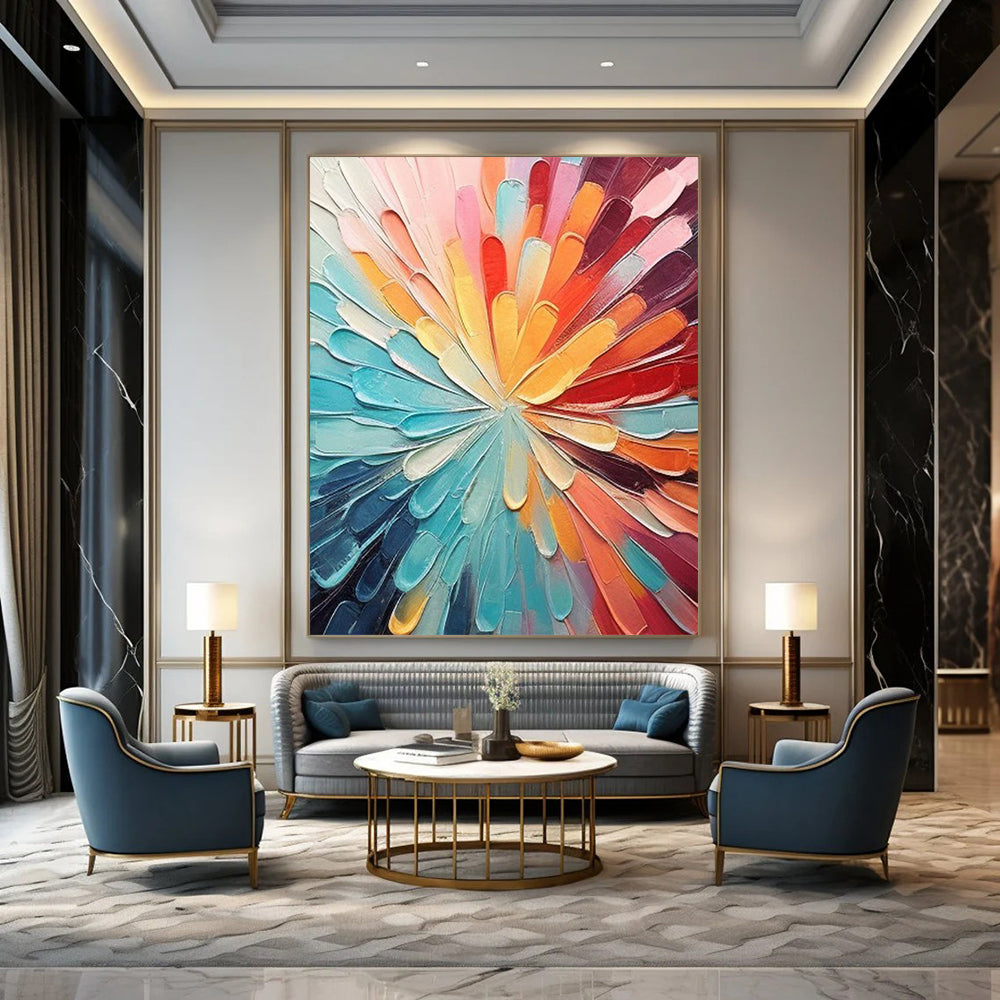 “Color - Wheel Flower” - Textured Abstract Painting On Canvas DS288