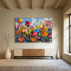 “Vibrant Flower Field” - Impasto Oil Painting On Canvas DKS797