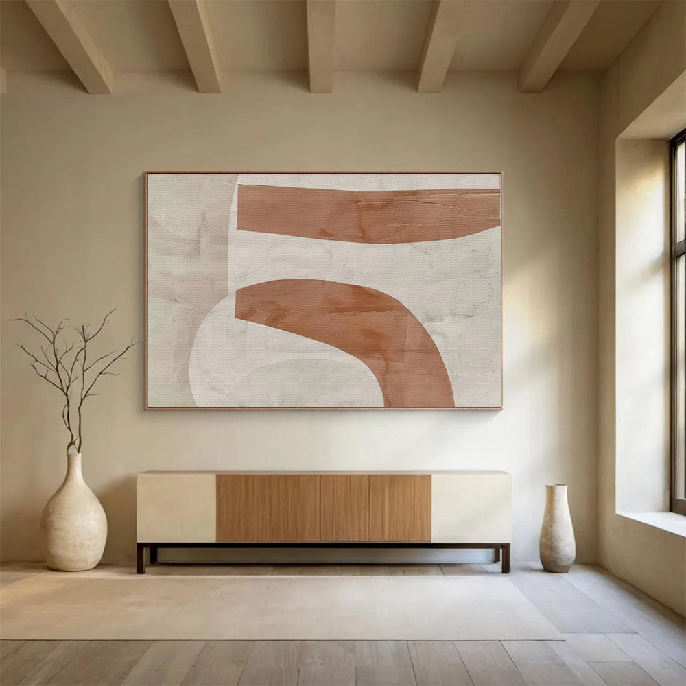 “Blush and Beige Abstract Curves” - Abstract Painting on Canvas, Ideal for Bedroom & Boudoir DKS588