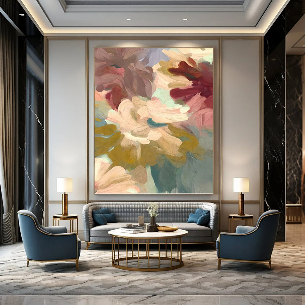 “Pastel Flower Abstract” - Minimalist Floral Painting On Canvas PT1353