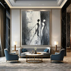 “Silhouettes in Black and White” - Minimalist Abstract Painting On Canvas PT1996