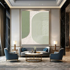 “Green and White Geometric Design” - Modern, Abstract Painting On Canvas PT1493