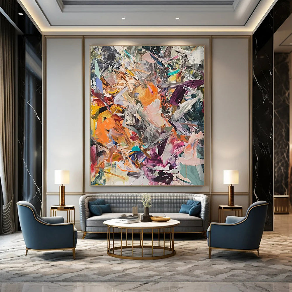 Chaotic Color Burst Painting On Canvas DS098