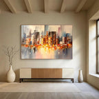 “Cityscape at Dusk” - Impressionistic Oil Painting On Canvas DKS899