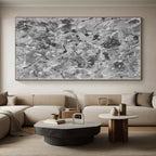 “Gray - White Splatter Abstraction” - Gray, White Abstract Painting On Canvas PS0478
