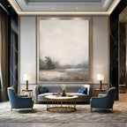 “Misty Lakeside Forest in Soft Neutrals” - Landscape Painting On Canvas PT2058