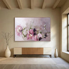 “Pink Flowers with Baby’s Breath” - Romantic Floral - Painting On Canvas PT1762