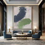 “Bold Color Strokes” - Navy and Green Abstract Painting On Canvas PT1072