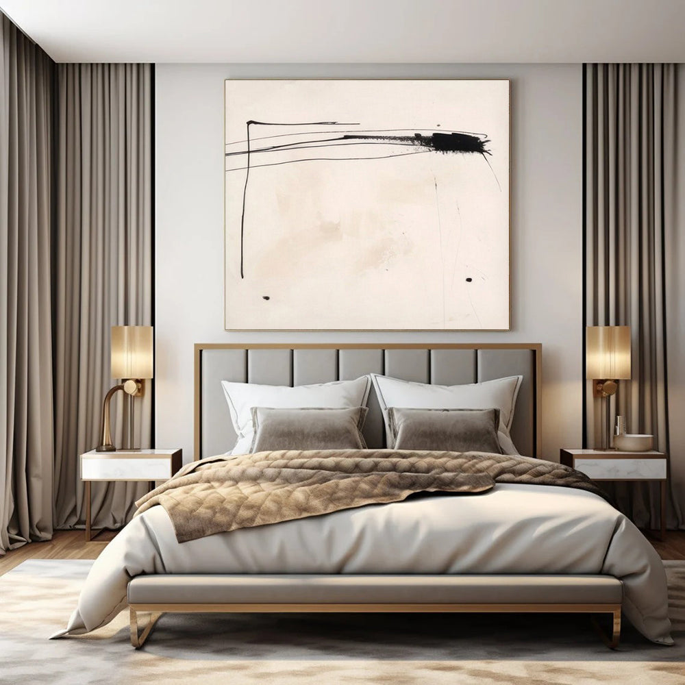 Minimalist Black and White, "Ink Traces" – Minimalist Abstract Painting On Canvas PS1030