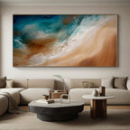 “Beach Waves in Resin” - Blue, Brown, White Abstract Seascape Resin Art PS0765