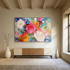 “Textured Rose Bouquet” - Impasto Oil Painting On Canvas DKS884
