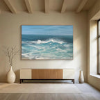 “Dynamic Ocean Wave in Blues and Whites” - Realistic Marine Oil Painting On Canvas PT025