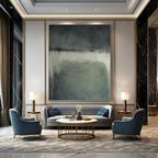 “Grey - Green Abstract Wash” - Minimalist Abstract Painting On Canvas PT1193