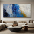 “Blue - Yellow Abstract Coastal Breeze” - Vivid Seascape Painting On Canvas PS0355