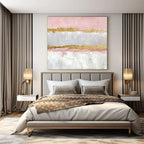 “Pink - Gold Striped Elegance” - Glam Abstract Painting On Canvas PS0207