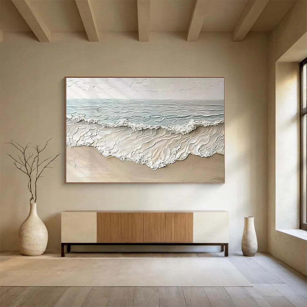 “Textured Seaside Waves” - Impasto Coastal Painting On Canvas PT1581