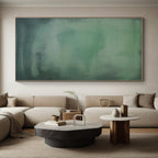 “Green Gradient Wash” - Green, Teal, Gray Abstract Gradient Painting On Canvas PS0572