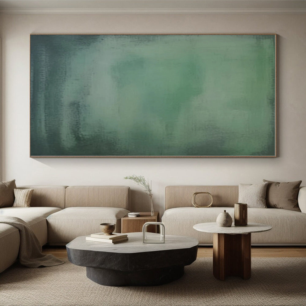 “Green Gradient Wash” - Green, Teal, Gray Abstract Gradient Painting On Canvas PS0572