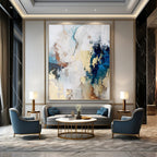 “Blue and Gold Abstract Fusion” - Expressive Abstract Painting On Canvas PT1018