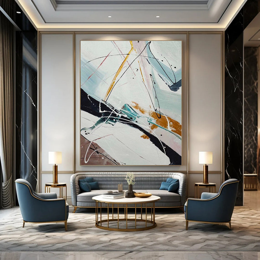 “Colorful Line Abstraction” - Abstract Expressionist Painting On Canvas DS046