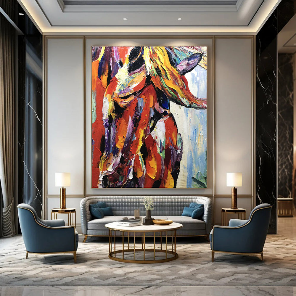 “Colorful Horse Portrait” - Expressionist Animal Painting On Canvas PT1272