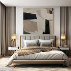 “Black - White - Beige Geometric Abstract” - Modern Abstract Painting On Canvas PS0107