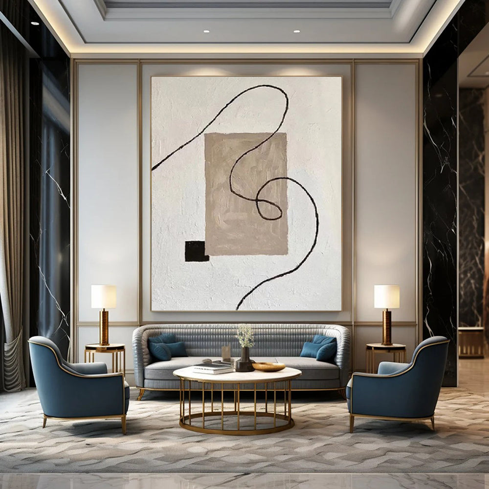 “Neutral Geometric Abstract” - Minimalist Abstract Painting On Canvas PT1327
