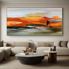 “Vibrant Orange Fusion” - Orange, Yellow, Gray Abstract Energetic Painting On Canvas PS0615