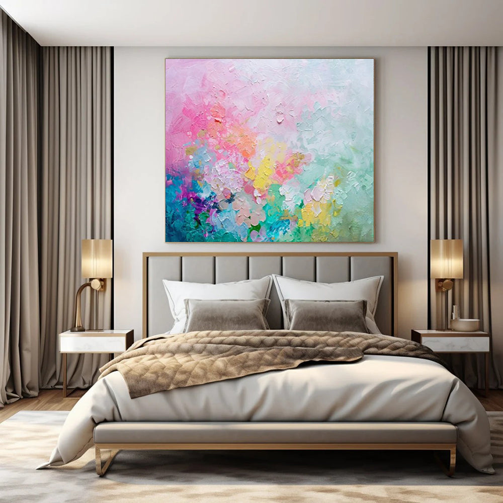 Pastel Palette, "Blush Blossom" – Impressionistic Abstract Painting On Canvas PS1026
