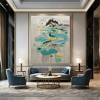 “Ink - Wash Abstract Village” - Sumi - E, Serene - Styled Painting On Canvas PT1584