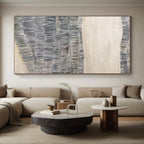 “Gray Textured Waves” - Gray Abstract Minimalist Painting On Canvas PS0729