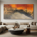 “Orange and Gray Abstract Contrast” - Abstract Impasto Painting On Canvas PS0026