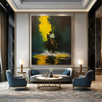 Cowboy on Horse: Water & Gold Painting On Canvas DS104