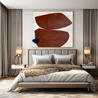 Brown, White and Blue with Asymmetric Forms "Asymmetric Allure" Abstract Painting On Canvas PS1115