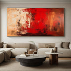 Scarlet Turbulence - Mainly Deep Red and Beige - Abstract Expressionism PS0776