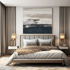 “Gray - White - Blue Textured Seaside” - Dreamy Abstract Painting On Canvas PS0131