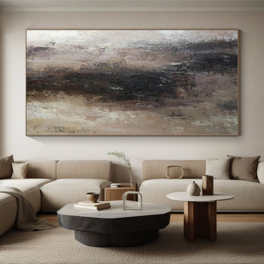 “Neutral - Toned Abstract Subtle Shapes” - Quiet Abstract Painting On Canvas PS0367