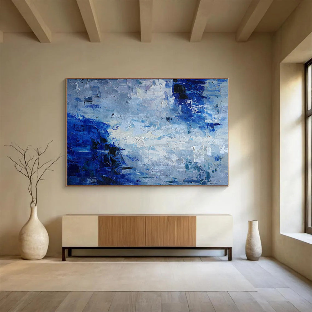 “Blue and Gray Abstract” - Impressionistic Oil Painting On Canvas DKS851
