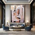 “Neutral Tones Geometric Abstract” - Earthy Shapes in a Modern Composition Painting On Canvas DS252