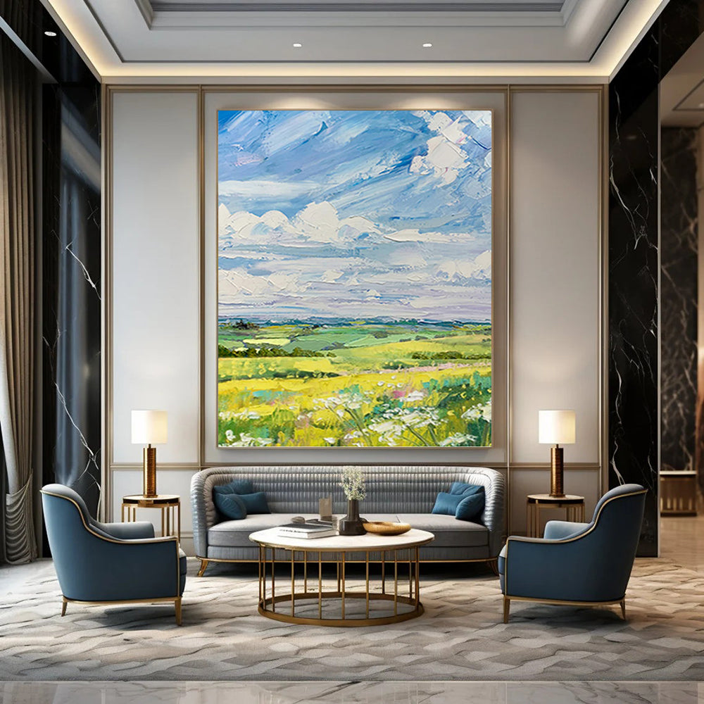“Vibrant Countryside View” - Impressionistic Landscape Painting On Canvas PT1050