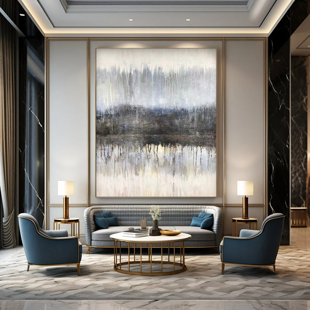 Misty Forest Reflection, Impressionistic Landscape, Oil Painting On Canvas PT2102