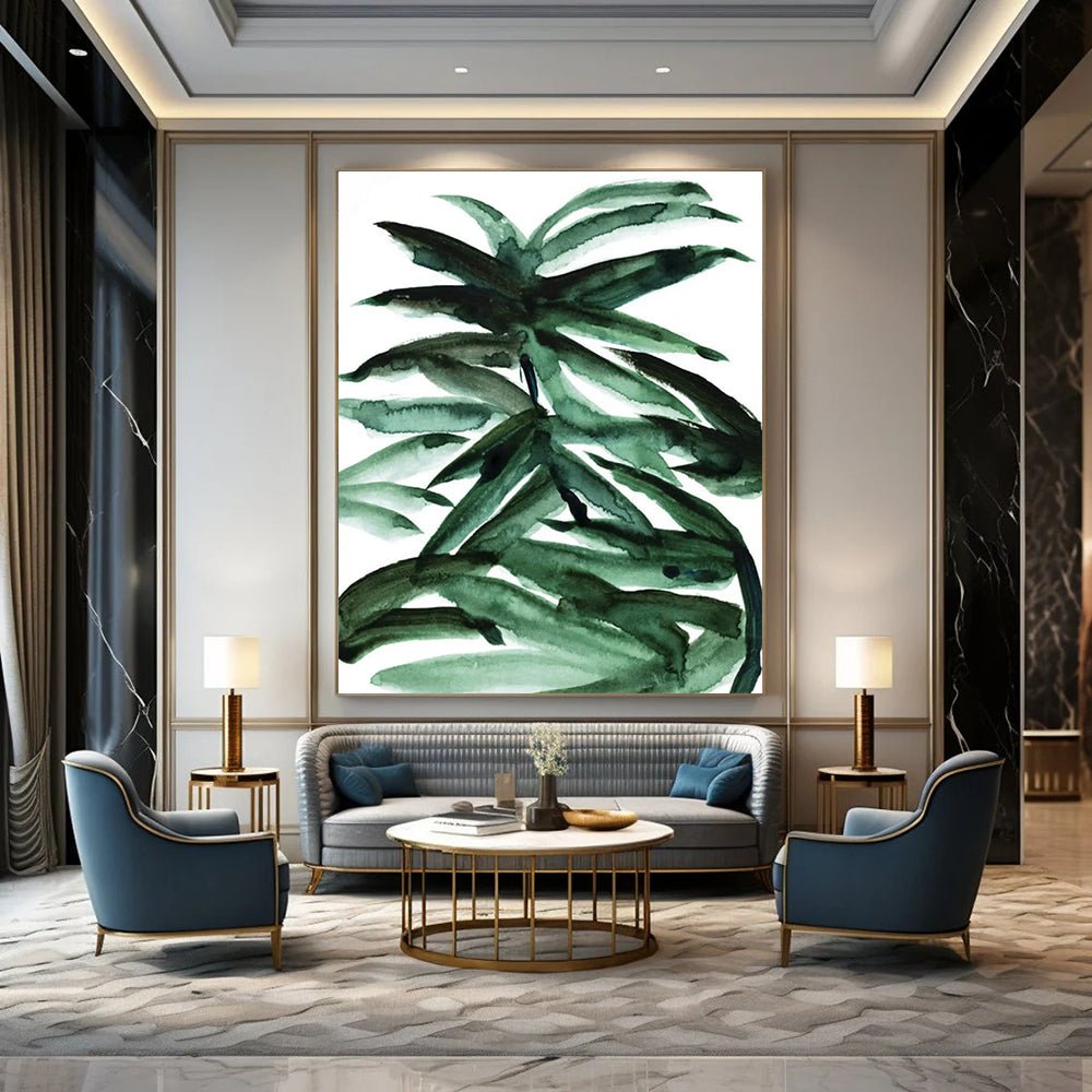 “Muted Green & Gray Split” - Subtle Color Blocking Painting On Canvas DS243