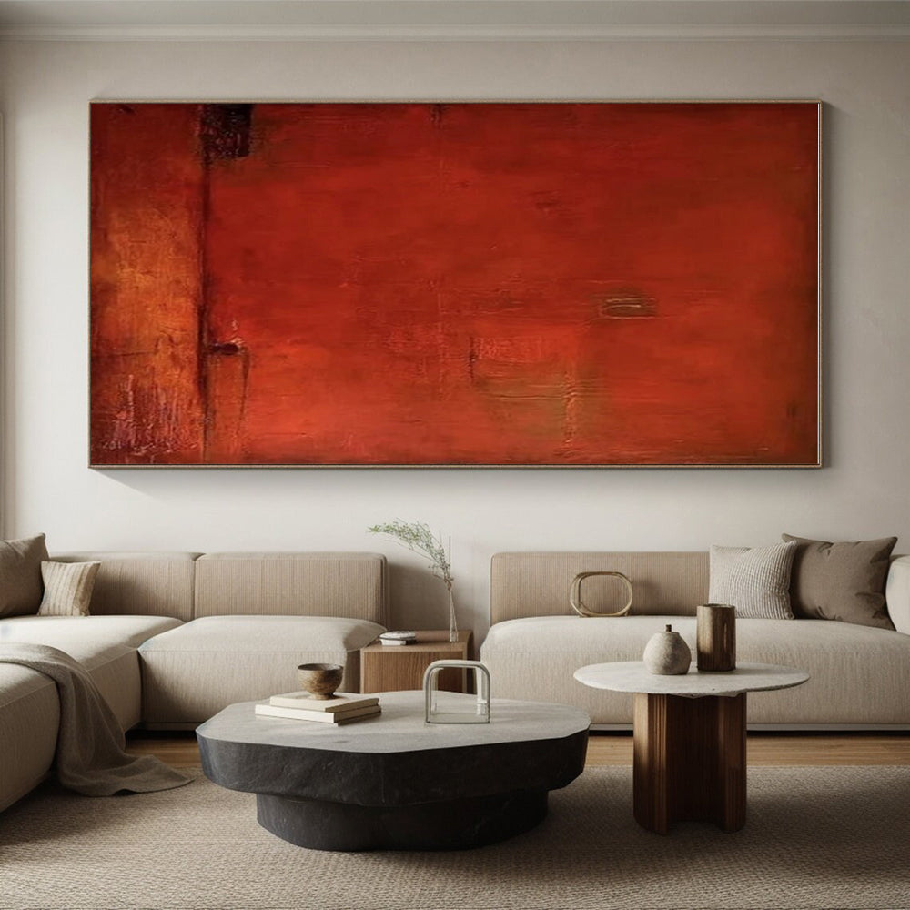 “Deep Red Mystery” - Red, Brown, Black Abstract Minimalist Painting On Canvas PS0653