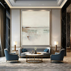 “Soft Tones Abstract Horizon” - Beige, Gray & Subtle Color Hints Painting On Canvas DS225
