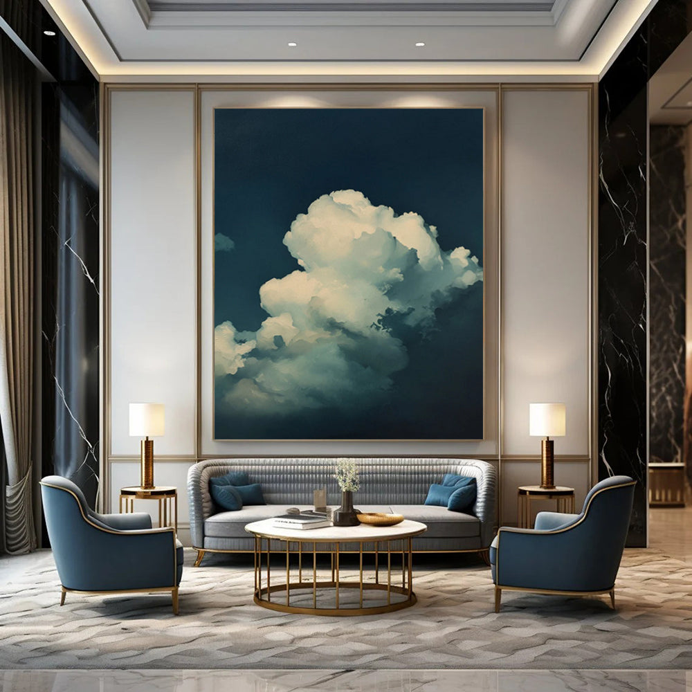 “Blue - White Dreamy Clouds” - Surreal Sky Painting On Canvas DS020