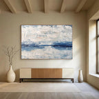 “Blue and White Textured Sea” - Impressionistic Oil Painting On Canvas DKS791