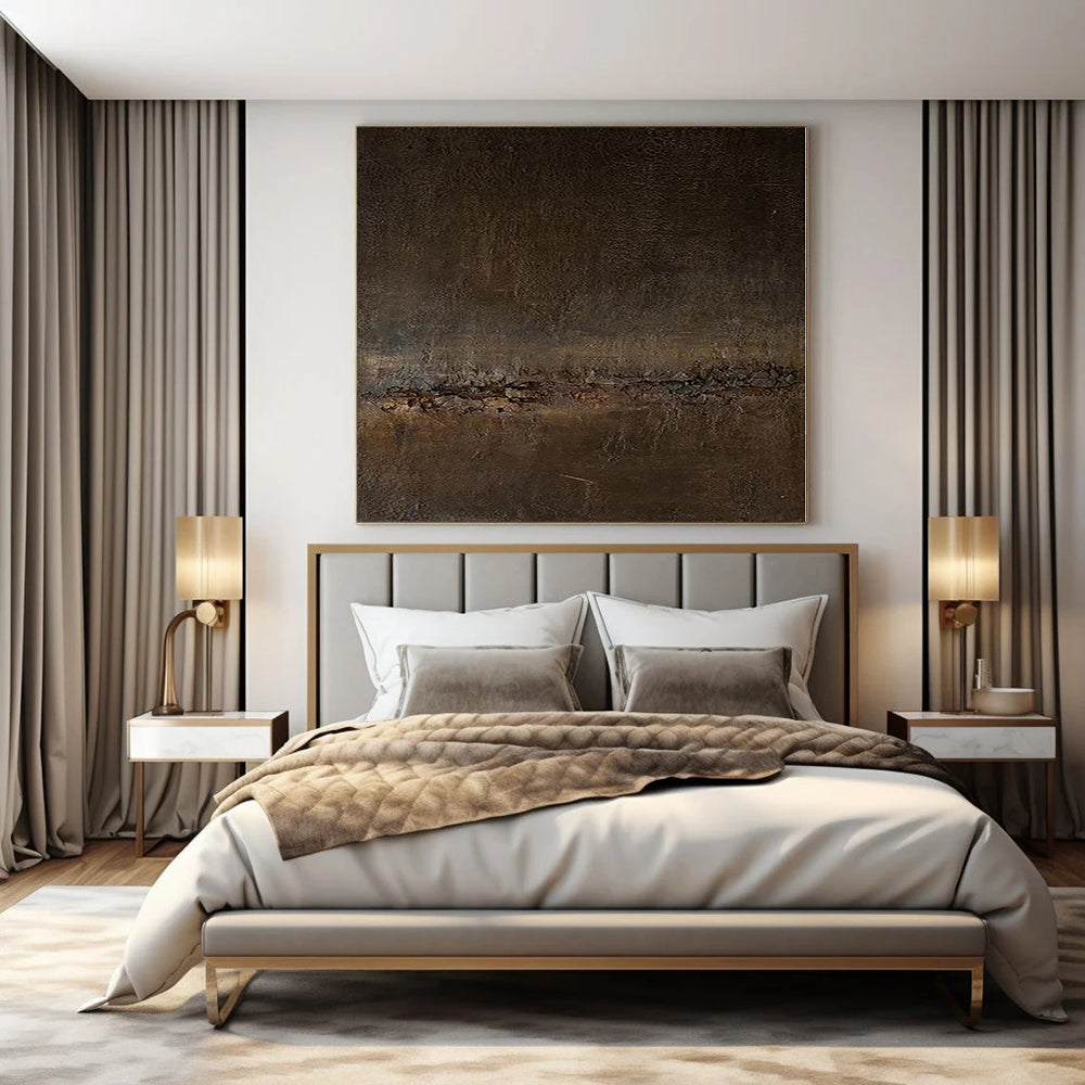 “Dark Brown Textured Abstract” - Mysterious Abstract Painting On Canvas PS0119