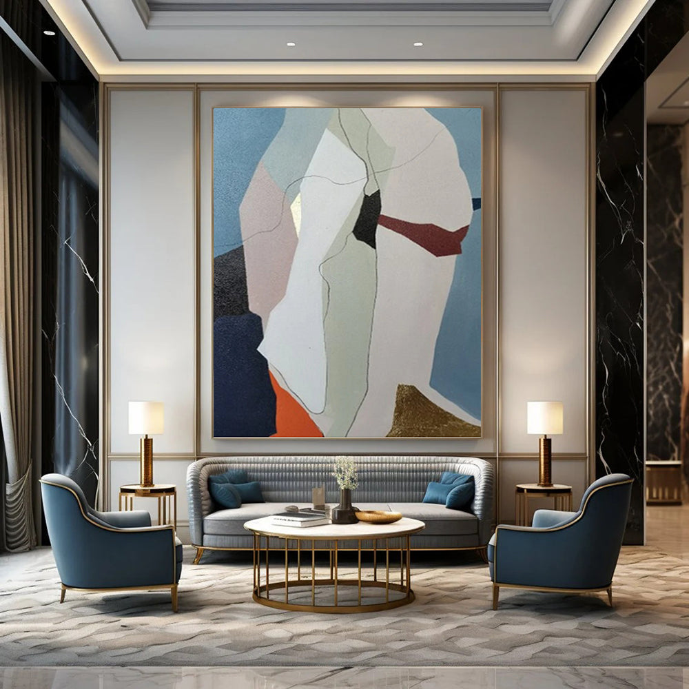 “Pastel Geometric Figure” - Modern Abstract Painting On Canvas PT1053